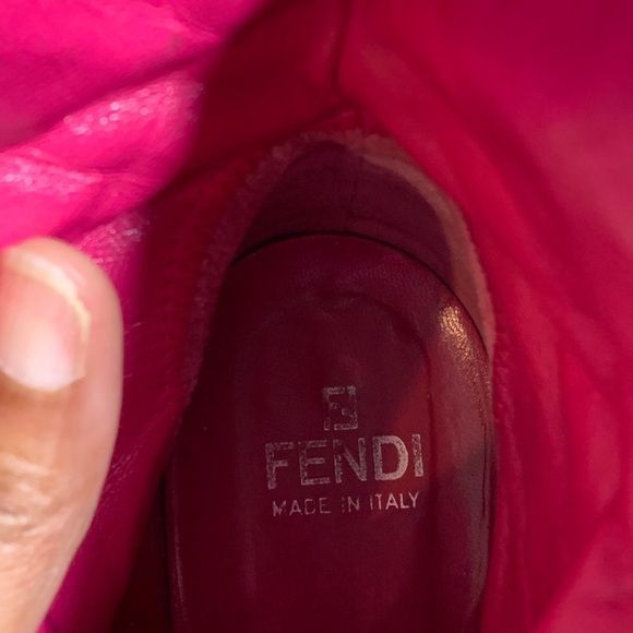 Fendi Women's Ankle Boots Beige Brown Leather & Fur Trim Side Zipper  Size 10 - Picture 7 of 9